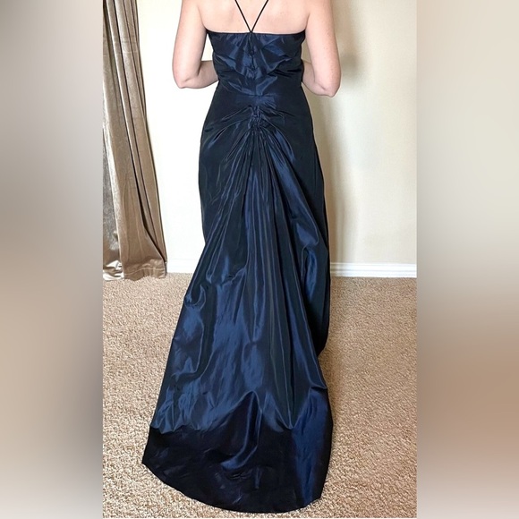 Vintage Vera Wang Minimalist Black Blue Taffeta Formal Gown Evening Dress Size 4 - Picture 1 of 13